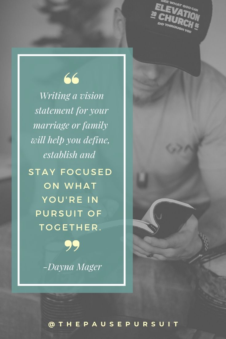 Guy writing in journal - Quote image - Writing a vision statement for your marriage or family will help you define, establish and stay focused on what you're in pursuit of together. - How to Create a Family Mission Statement