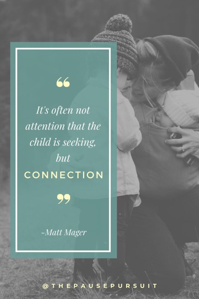 Mother hugging toddler and infant - Quote image - It's often not attention that the child is seeking, but connection. - Attention Seeking Vs. Connection Seeking
