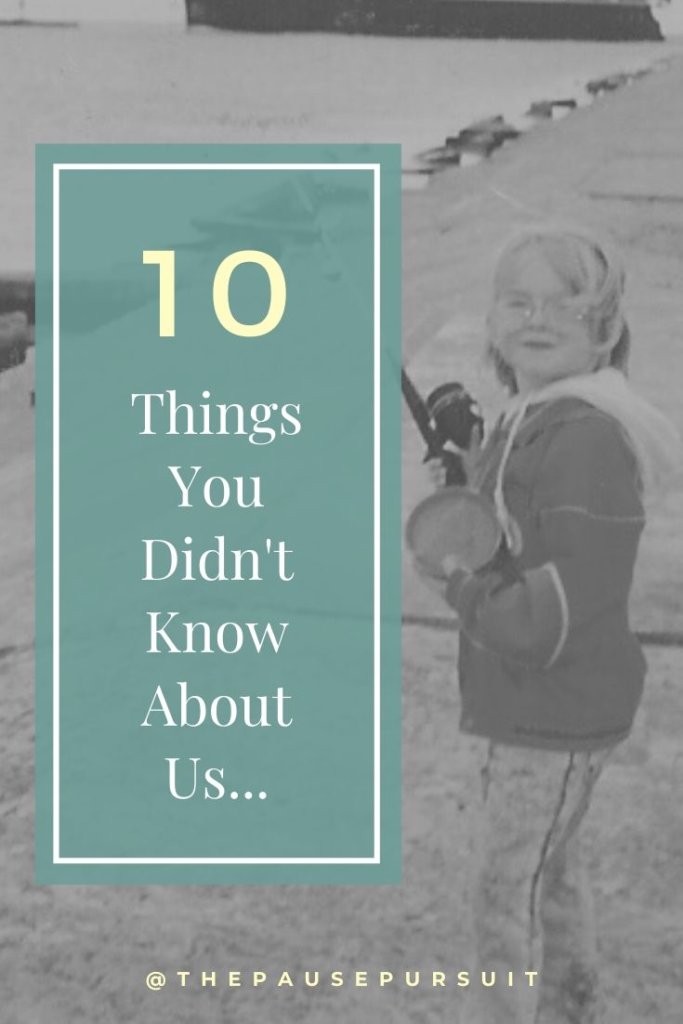 Young Dayna with her coke-bottle glasses on, holding a fishing pole. | New Year, New Intros | 10 Things You Didn't Know About Us | The Pause Pursuit