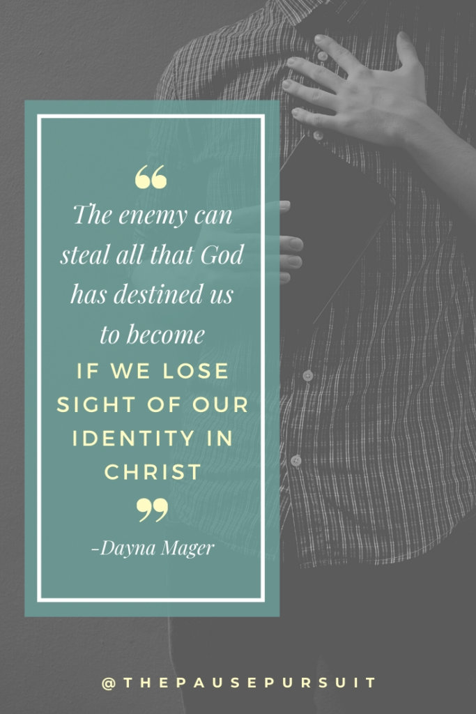 A man holding the Bible close to his chest - Quote image: The enemy can steal all that God has destined us to become if we lose sight of our identity in Christ. | Your Identity In Christ | The Pause Pursuit